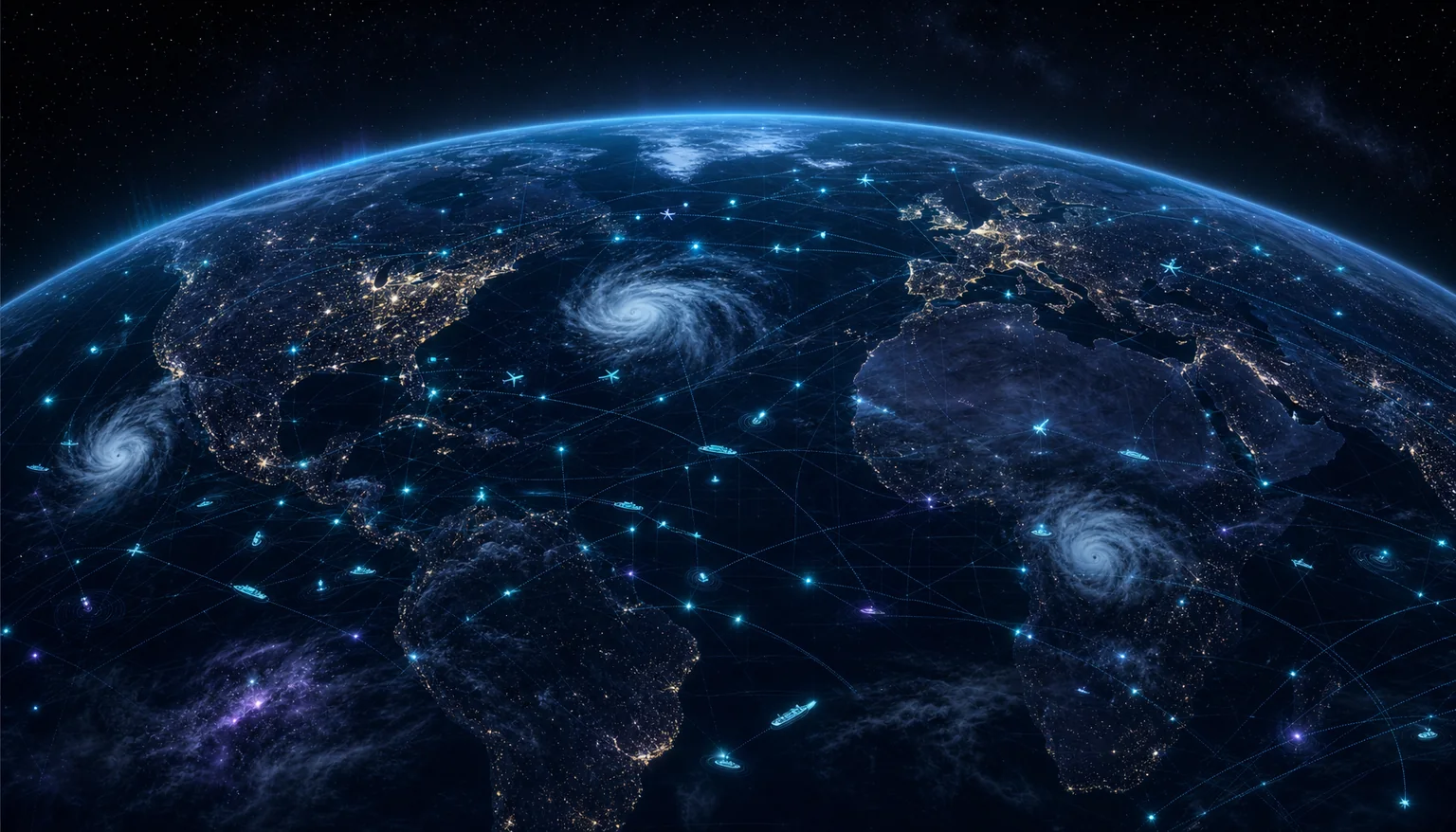 Earth with intelligence signal overlays